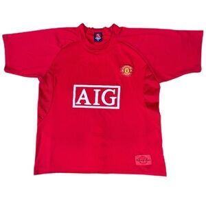Vintage Manchester United Red Soccer Futbol 2007/09 Home Replica Jersey T-shirt